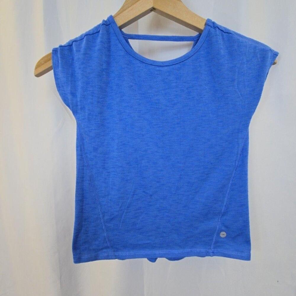 Avia Shirt Girls 5-6X Blue Solid Short Sleeve Athletic Tee Top Lightweight